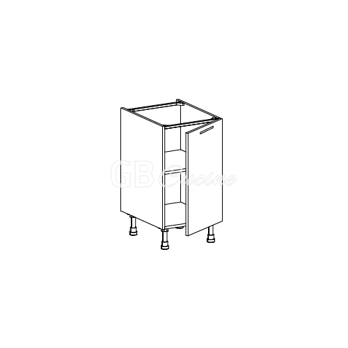 Meuble Bas,  1 porte charnières à droite, 1 étagère