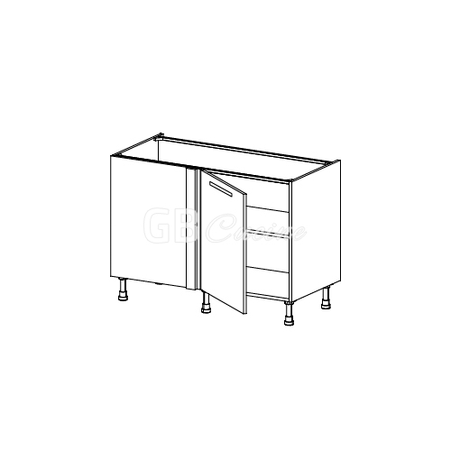 Meuble Bas angle gauche,  1 porte de 60  charnières à gauche, 1 étagère