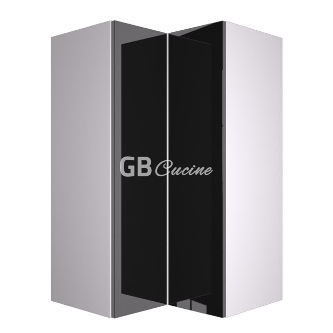 Meuble Haut angle gauche,  2 portes charnières à gauche, 2 étagères