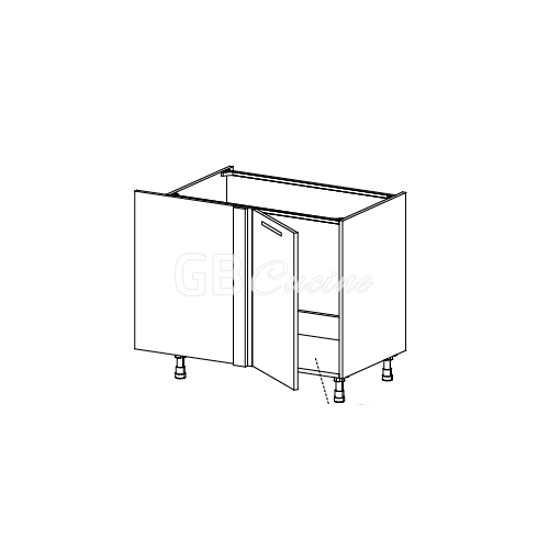 Meuble Bas sous evier angle gauche,  1 porte de 45  charnières à gauche