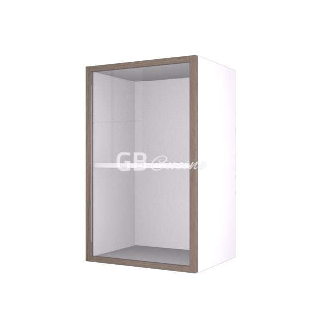 Meuble Haut,  1 porte  vitrine charnières à gauche, 1 étagère