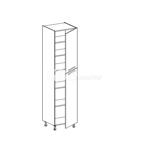 Meuble Colonne  rangement,  2 portes charnières à droite, 5 étagères