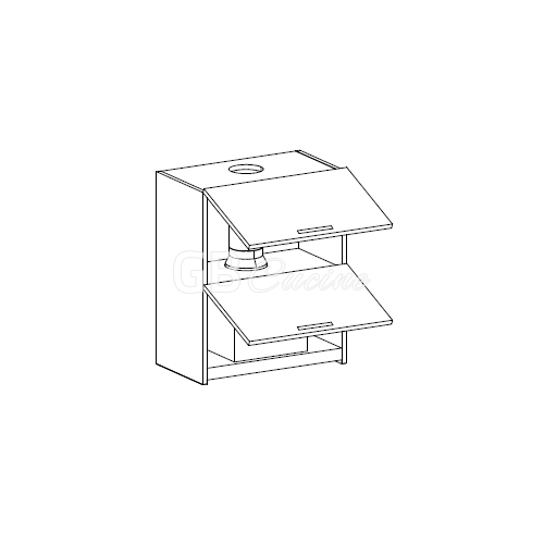 Meuble Haut  hotte à intégrer,  2 portes à rabat