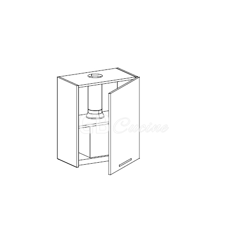 Meuble Haut  hotte à intégrer,  1 porte charnières à droite, 1 étagère