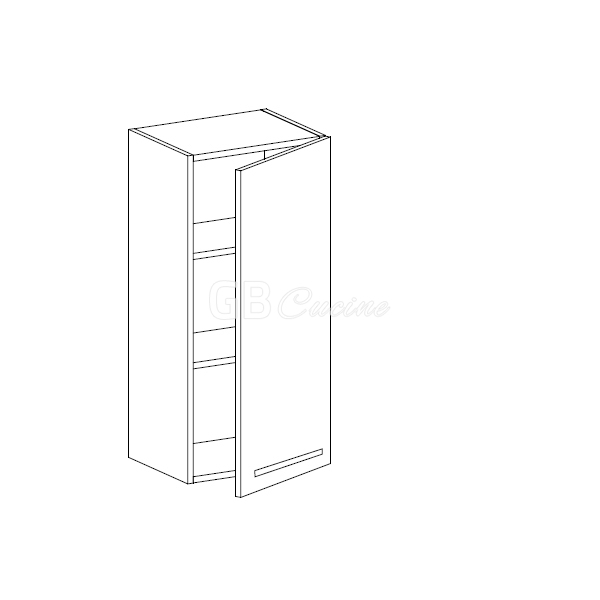 Meuble Haut,  1 porte charnières à droite, 2 étagères