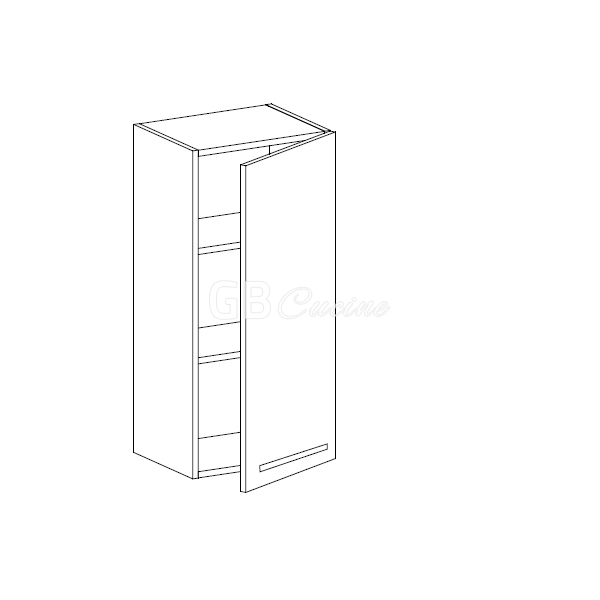 Meuble Haut,  1 porte charnières à droite, 2 étagères