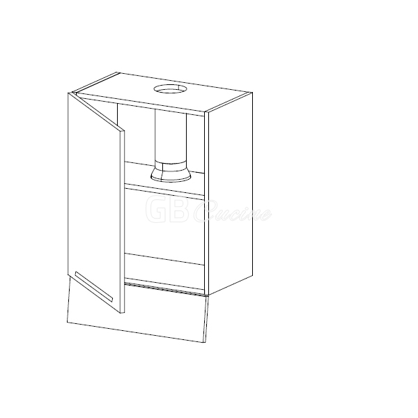 Meuble Haut  hotte à intégrer,  1 porte charnières à gauche, 1 étagère
