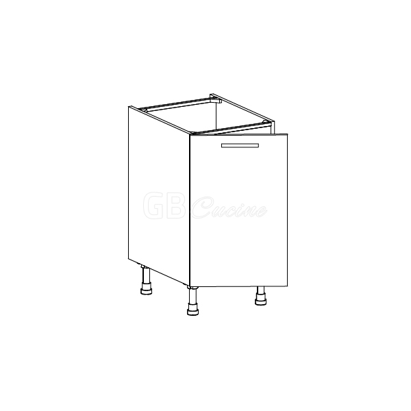 Meuble Bas,  1 porte charnières à gauche, 1 étagère