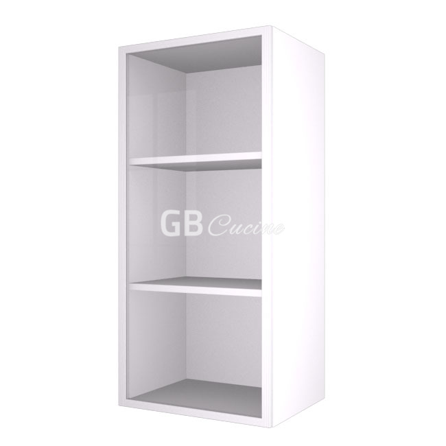 Meuble Haut,  1 porte  vitrine charnières à gauche, 2 étagères