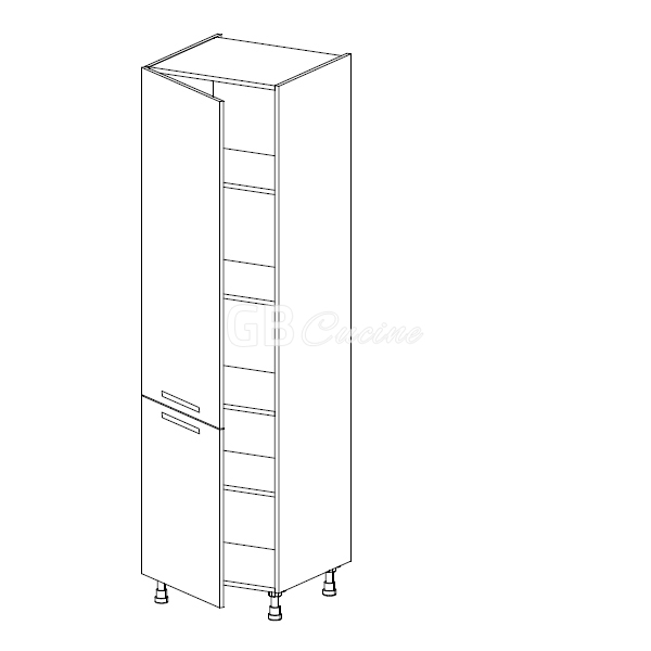 Meuble Colonne  rangement,  2 portes charnières à gauche, 4 étagères