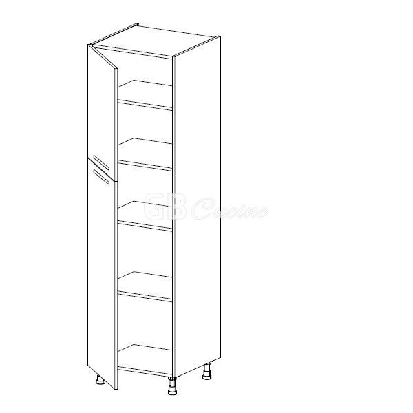 Meuble Colonne  rangement,  2 portes charnières à gauche, 4 étagères