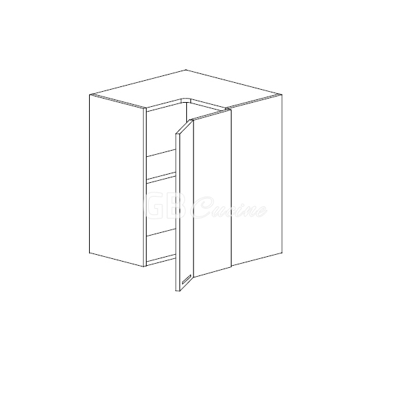 Meuble Haut angle droit,  2 portes charnières à droite, 1 étagère