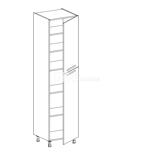 Meuble Colonne  rangement,  2 portes charnières à droite, 5 étagères