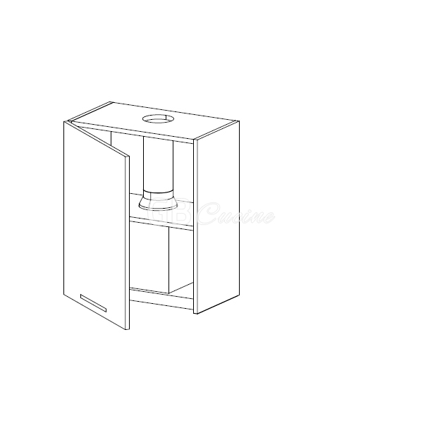Meuble Haut  hotte à intégrer,  1 porte charnières à gauche, 1 étagère