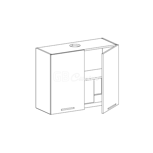 Meuble Haut  hotte à intégrer,  2 portes, 1 étagère