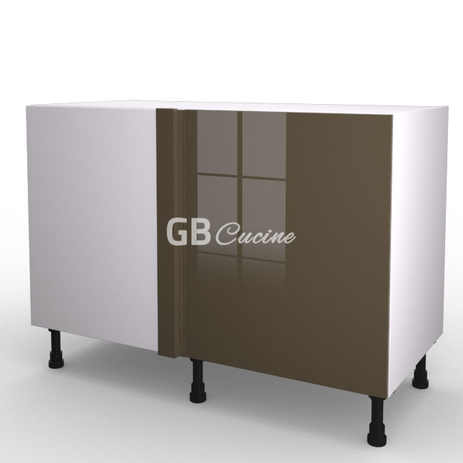 Meuble Bas angle gauche,  1 porte de 60  charnières à gauche, 1 étagère