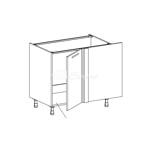 Meuble Bas sous evier angle droit,  1 porte de 45  charnières à droite