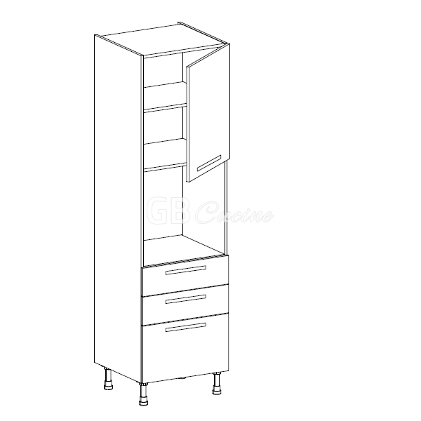 Meuble Colonne four simple,  1 porte charnières à droite 2 tiroirs 1 coffre, 1 étagère