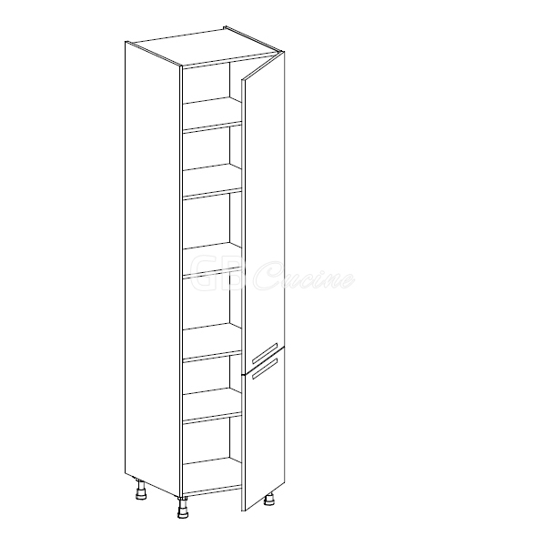 Meuble Colonne  rangement,  2 portes charnières à droite, 5 étagères