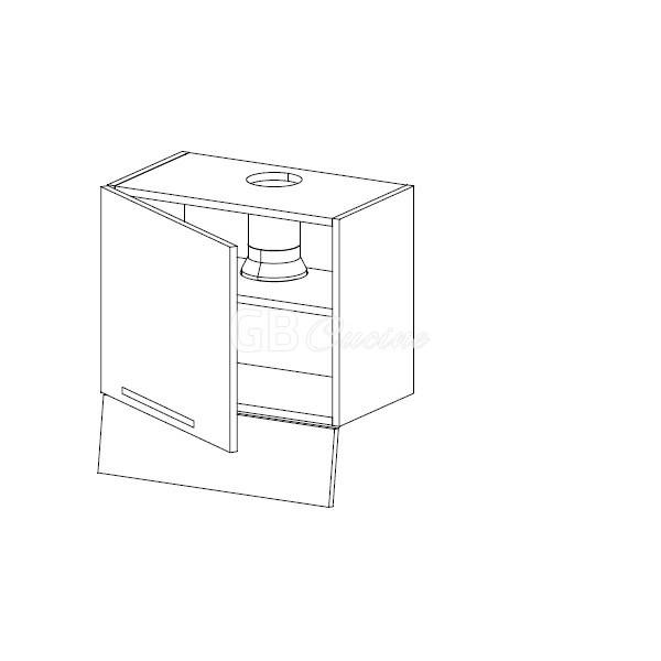 Meuble Haut  hotte à intégrer,  1 porte charnières à gauche, 1 étagère