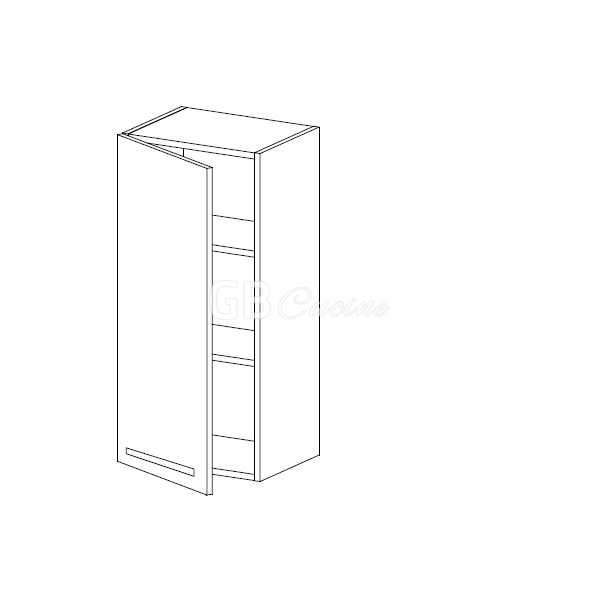 Meuble Haut,  1 porte charnières à gauche, 2 étagères