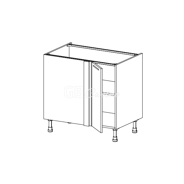 Meuble Bas angle gauche,  1 porte de 30  charnières à gauche, 1 étagère