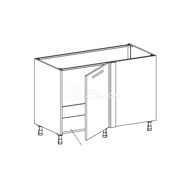 Meuble Bas sous evier angle droit,  1 porte de 60  charnières à droite