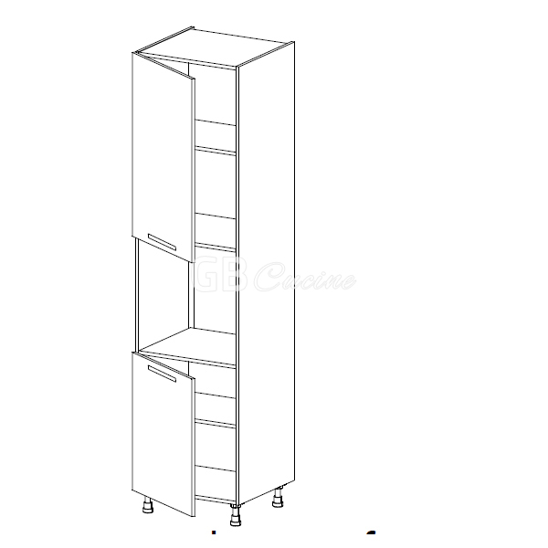 Meuble Colonne four simple,  2 portes charnières à gauche, 2 étagères