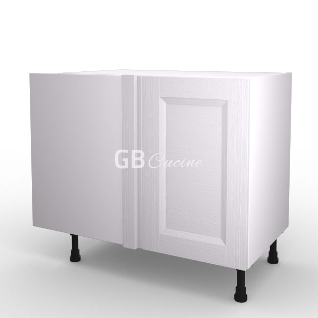 Meuble Bas angle gauche,  1 porte de 45  charnières à gauche, 1 étagère