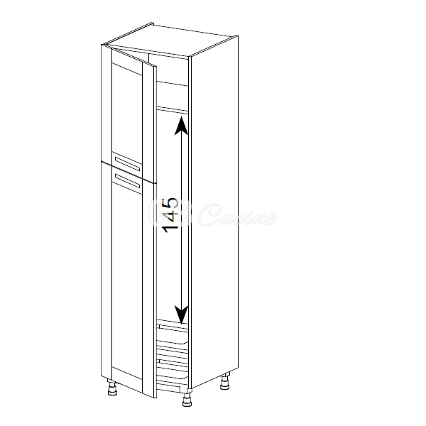 Meuble Colonne, réfrigérateur,  2 portes charnières à gauche, 1 étagère