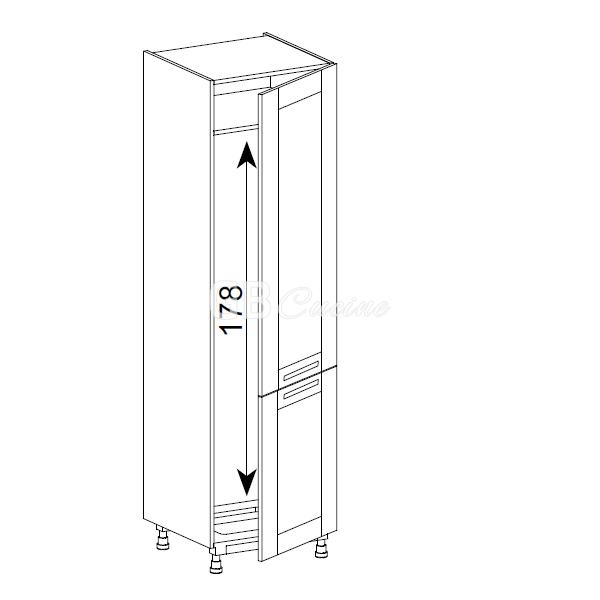 Meuble Colonne, réfrigérateur,  2 portes charnières à droite, 1 étagère