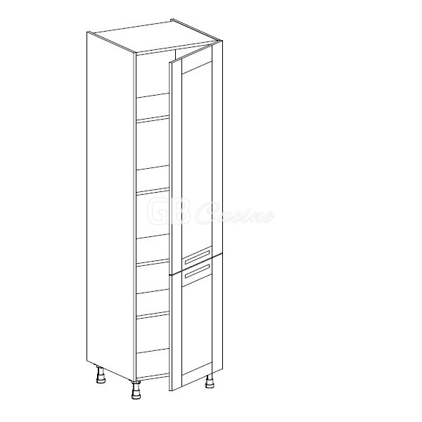 Meuble Colonne  rangement,  2 portes charnières à droite, 5 étagères