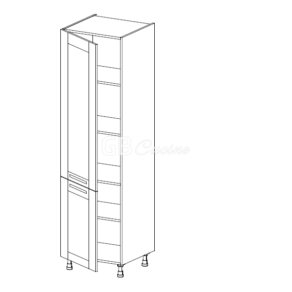 Meuble Colonne  rangement,  2 portes charnières à gauche, 5 étagères