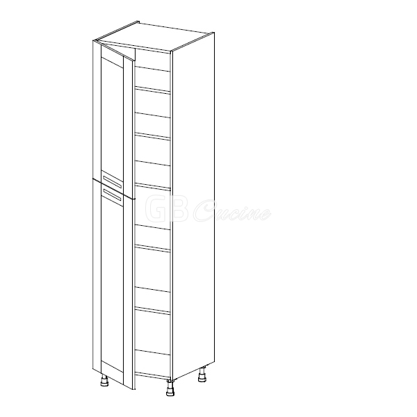 Meuble Colonne  rangement,  2 portes charnières à gauche, 5 étagères