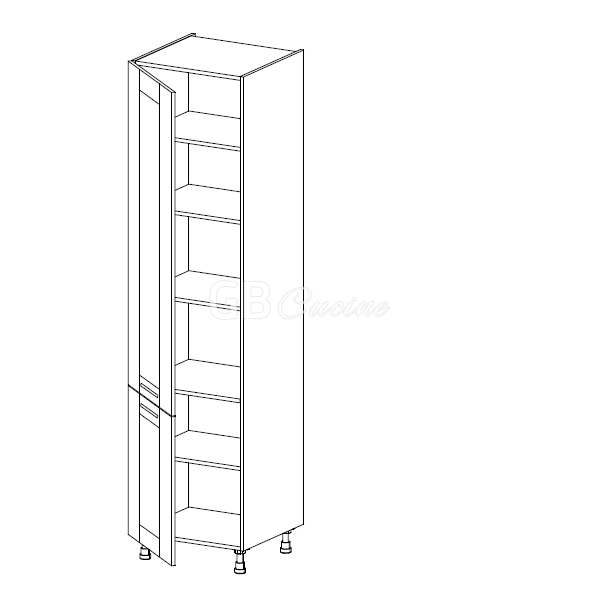 Meuble Colonne  rangement,  2 portes charnières à gauche, 5 étagères