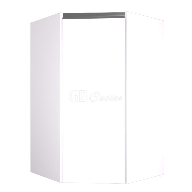 Meuble Haut angle droit,  2 portes charnières à droite, 2 étagères
