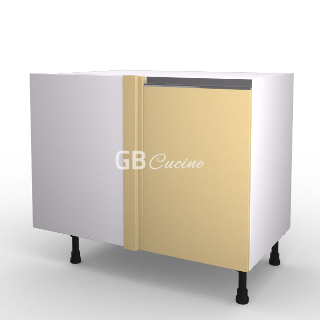 Meuble Bas angle gauche,  1 porte de 45  charnières à gauche, 1 étagère