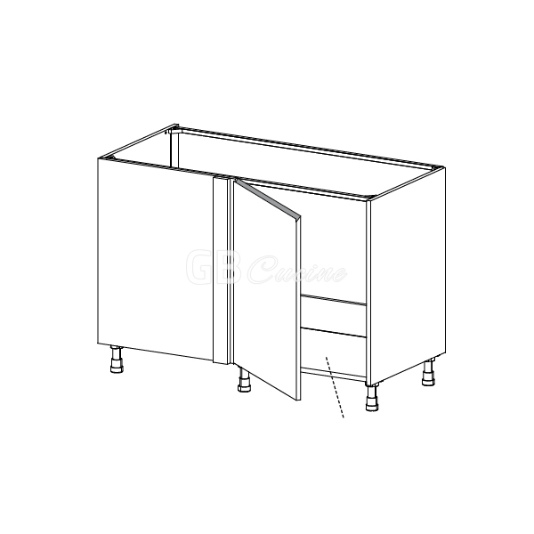 Meuble Bas sous evier angle gauche,  1 porte de 60  charnières à gauche