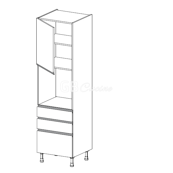 Meuble Colonne four simple,  1 porte charnières à gauche 2 tiroirs 1 coffre, 1 étagère