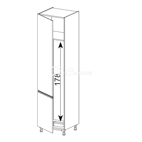 Meuble Colonne, réfrigérateur,  2 portes charnières à gauche, 1 étagère