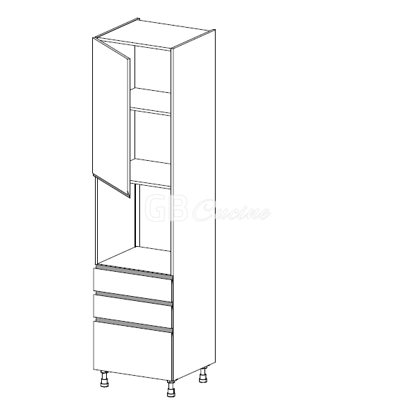 Meuble Colonne four simple,  1 porte charnières à gauche 2 tiroirs 1 coffre, 1 étagère