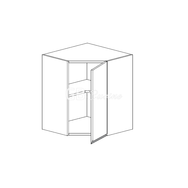 Meuble Haut angle droit,  2 portes charnières à droite, 1 étagère