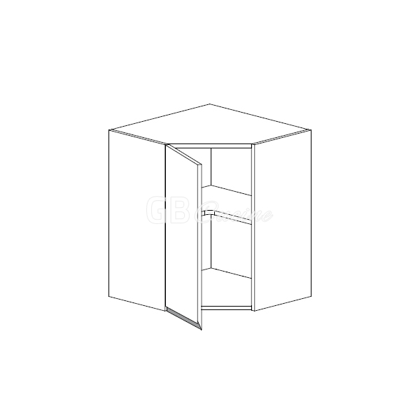 Meuble Haut angle gauche,  2 portes charnières à gauche, 1 étagère