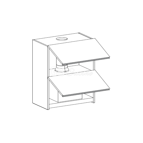 Meuble Haut  hotte à intégrer,  2 portes à rabat