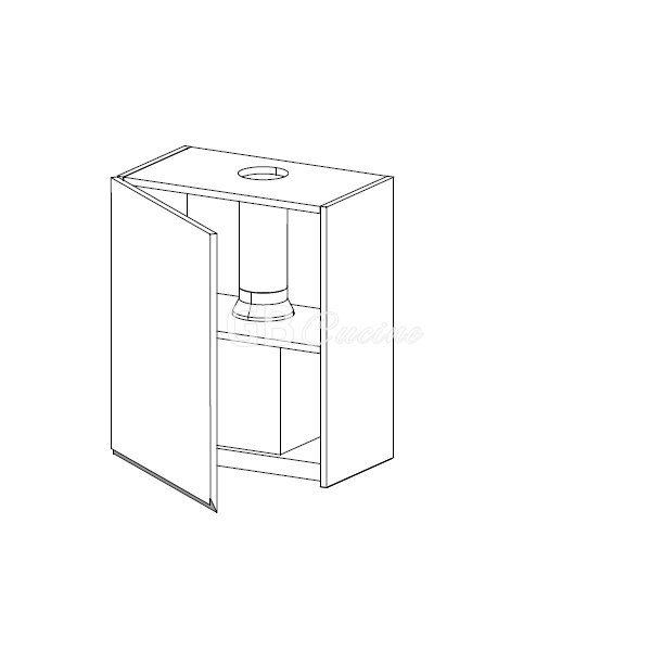 Meuble Haut  hotte à intégrer,  1 porte charnières à gauche, 1 étagère