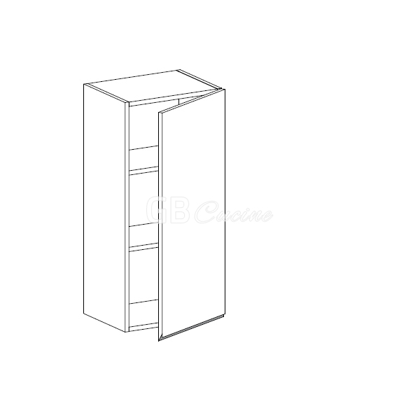 Meuble Haut,  1 porte charnières à droite, 2 étagères