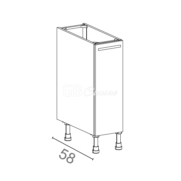 Meuble Bas,  1 porte avec coulissant bouteilles